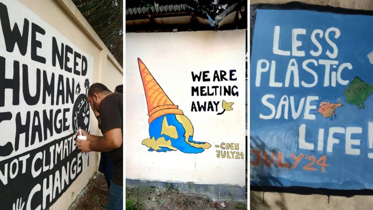 নোবিপ্রবিতে পরিবেশ সচেতনতা বৃদ্ধিতে কোইএন - এর রঙিন দেয়াল গ্রাফিতি